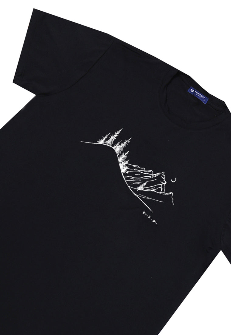 MTW28 Kaos Lengan Pendek Pria Landscape instacool hitam
