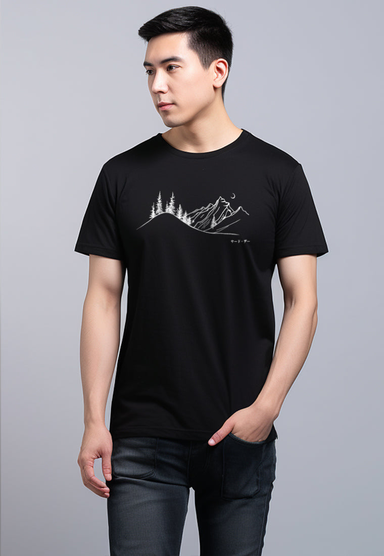 MTW28 Kaos Lengan Pendek Pria Landscape instacool hitam