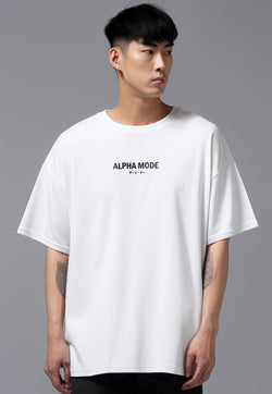 MTW33 Kaos Oversize Gym Pria Scuba Tebal "alpha mode" putih