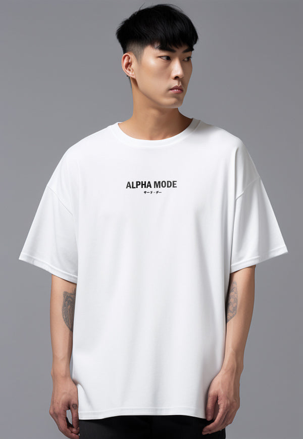 MTW33 Kaos Oversize Gym Pria Scuba Tebal "alpha mode" putih