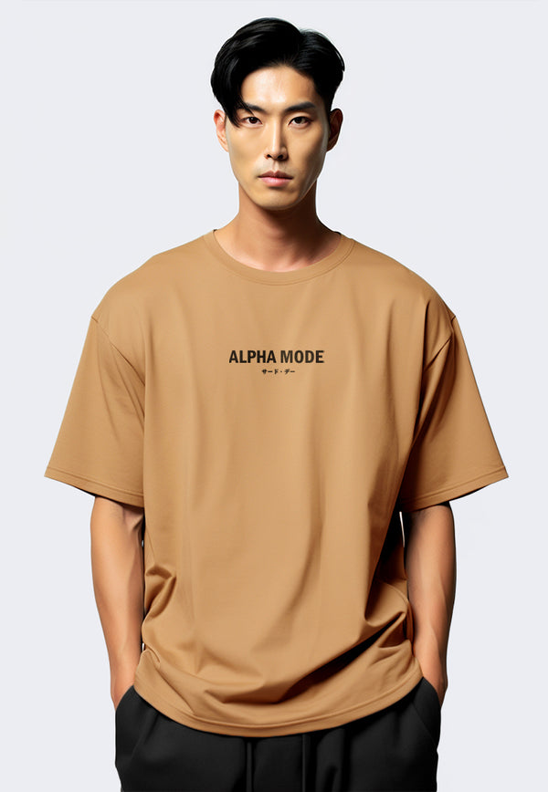 MTW34 Kaos Oversize Gym Pria Scuba Tebal "alpha mode" khaki