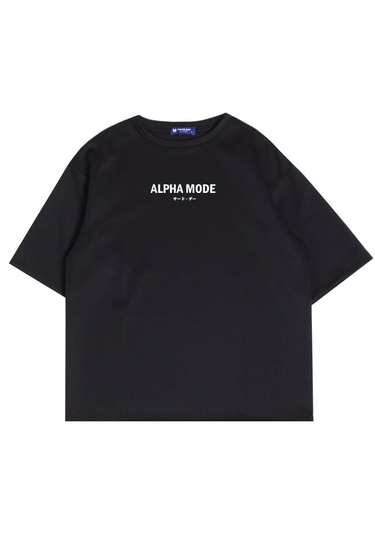MTW35 Kaos Oversize Gym Pria Scuba Tebal "alpha mode" hitam