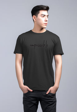 MTW36 Kaos Lengan Pendek Simpel Pria Instacool "im possible" abu
