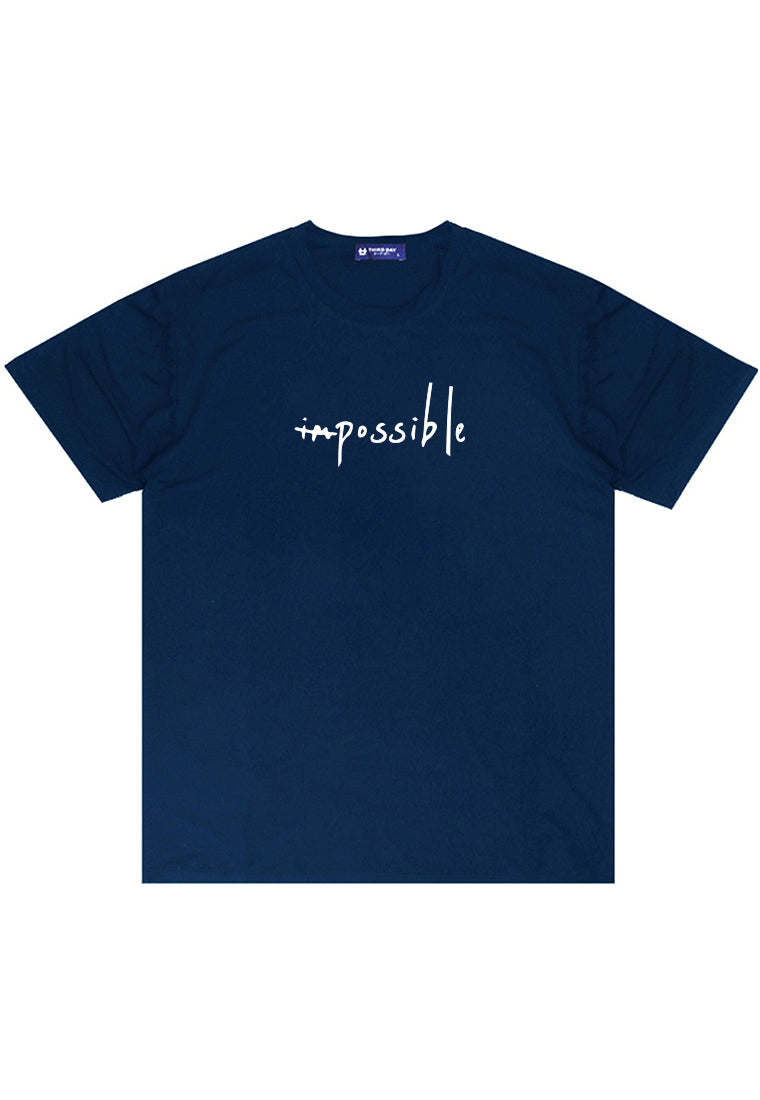 MTW37 Kaos Lengan Pendek Simpel Pria Instacool "im possible" navy