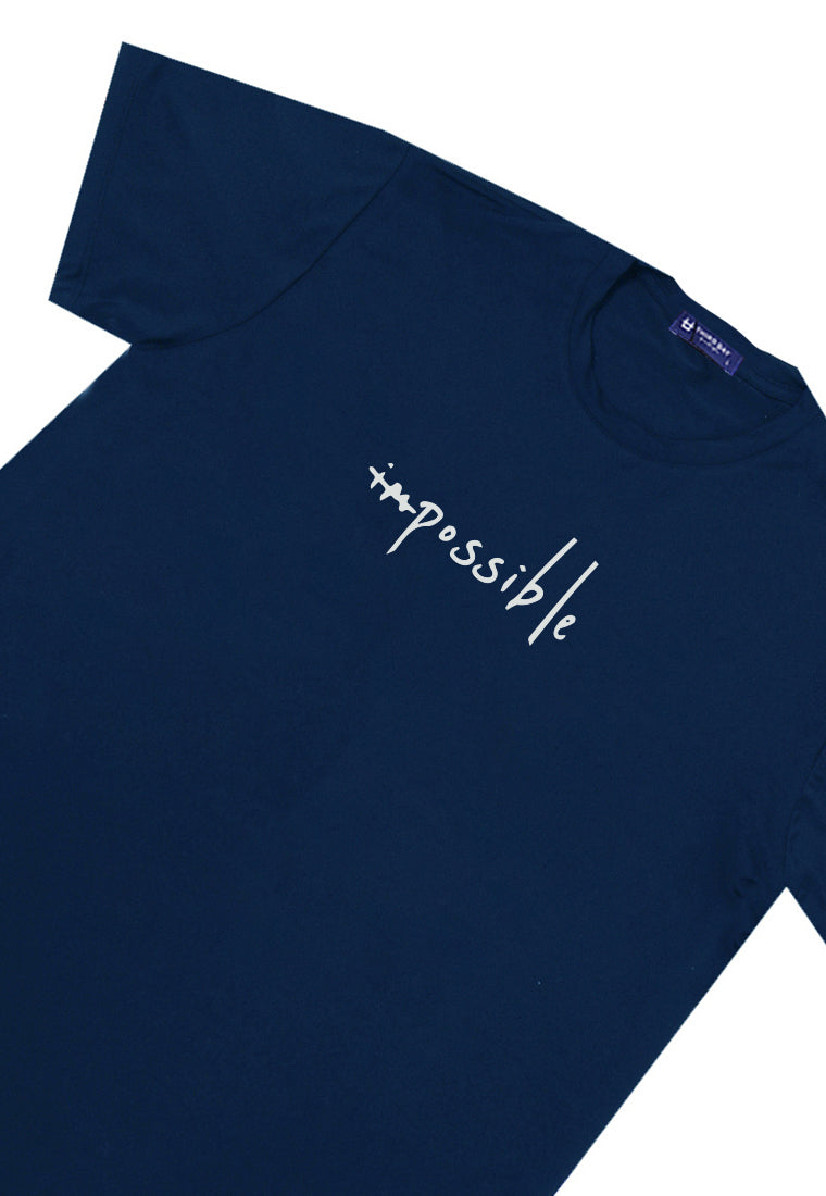 MTW37 Kaos Lengan Pendek Simpel Pria Instacool "im possible" navy