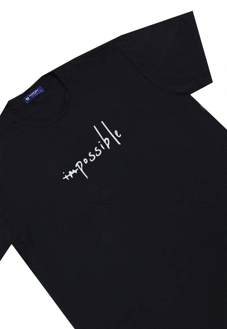 MTW38 Kaos Lengan Pendek Simpel Pria Instacool "im possible" hitam