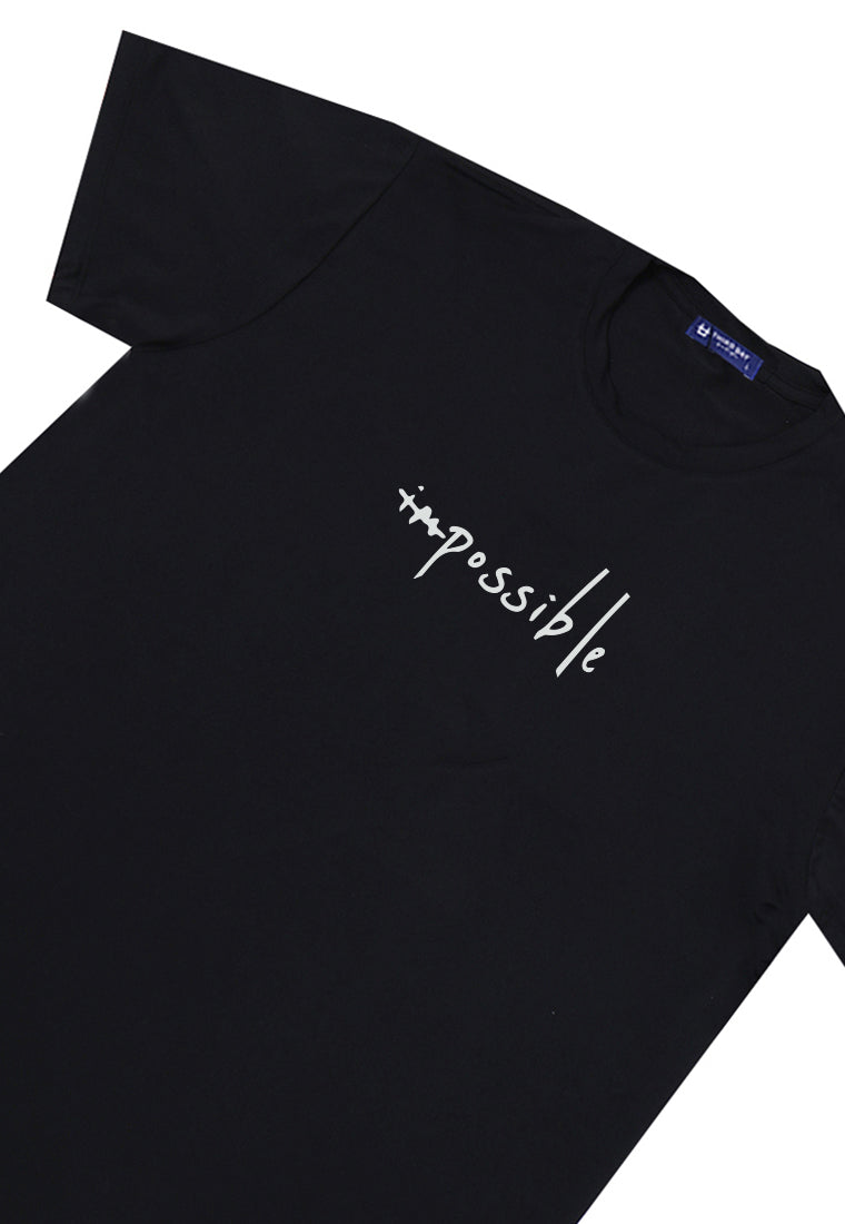 MTW38 Kaos Lengan Pendek Simpel Pria Instacool "im possible" hitam