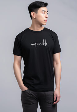 MTW38 Kaos Lengan Pendek Simpel Pria Instacool "im possible" hitam