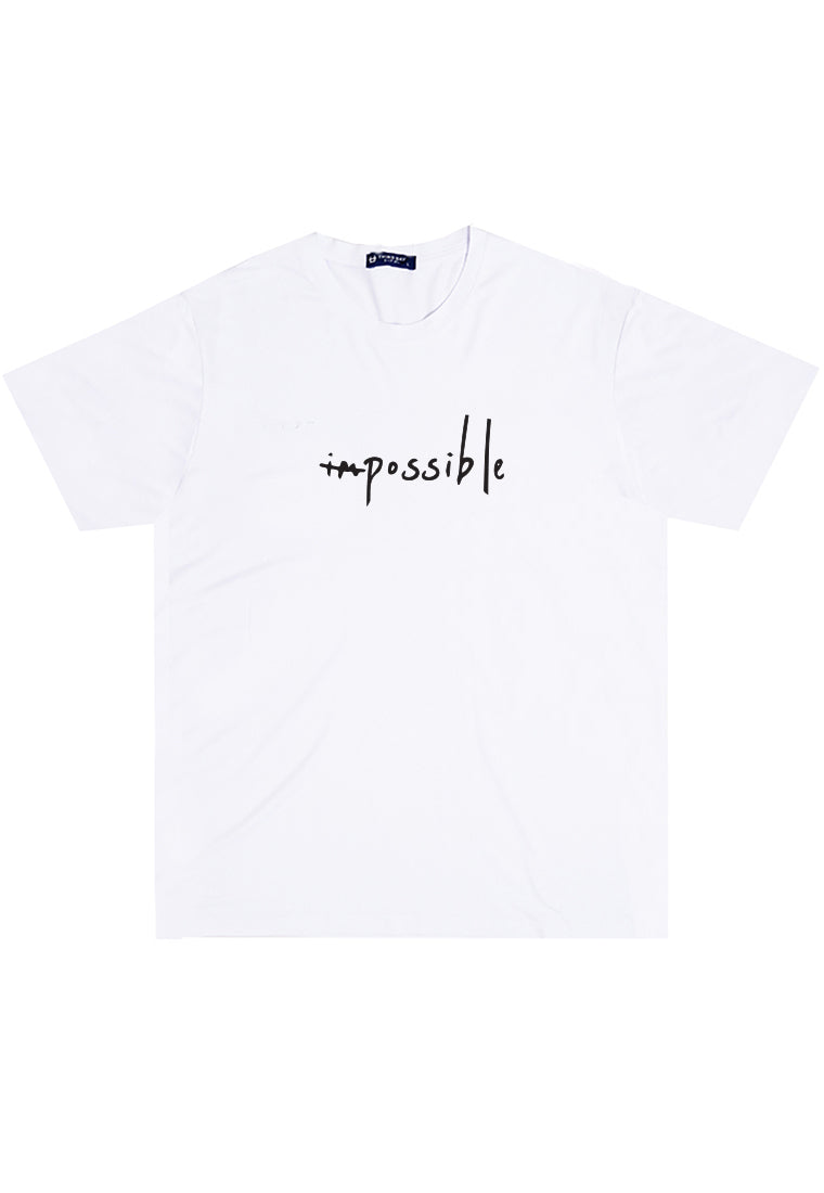 MTW39 Kaos Lengan Pendek Simpel Pria Instacool "im possible" putih