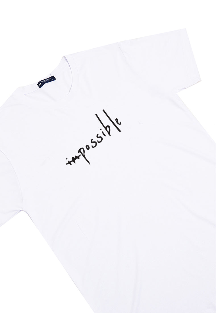 MTW39 Kaos Lengan Pendek Simpel Pria Instacool "im possible" putih