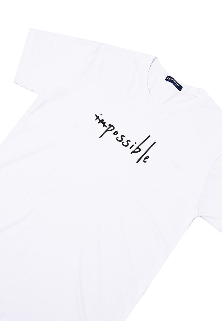 MTW39 Kaos Lengan Pendek Simpel Pria Instacool "im possible" putih