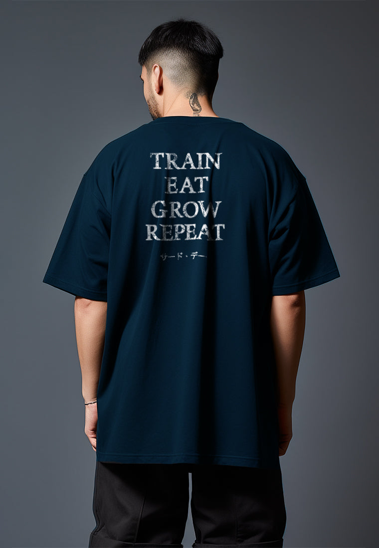 MTW40 Kaos Oversize Gym Scubalux "train eat grow repeat" navy
