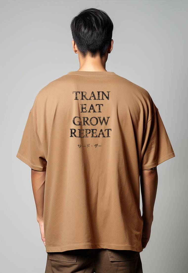 MTW42 Kaos Oversize Gym Scubalux "train eat grow repeat" khaki