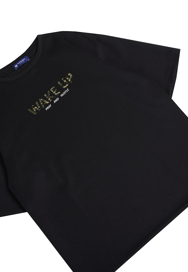 MTW56 Kaos Oversize Aesthetic Bahan Tebal "wake up" hitam