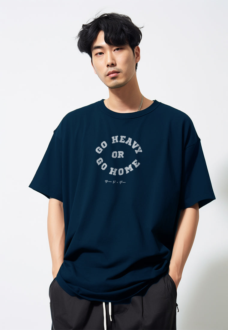 MTW63 Kaos Oversize Gym Bahan Tebal Scubalux "go heavy" navy