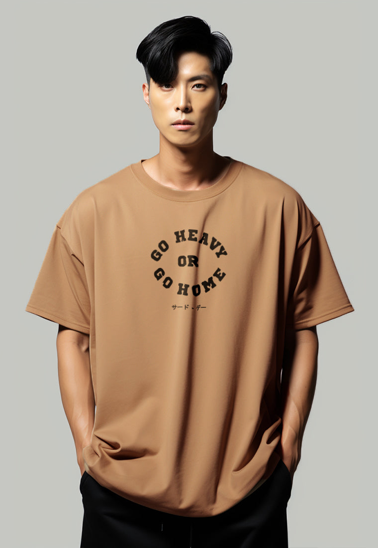 MTW65 Kaos Oversize Gym Bahan Tebal Scubalux "go heavy" khaki