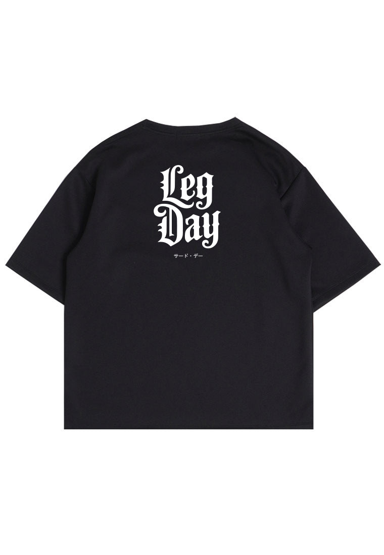 MTW69 Kaos Oversize Gym Bahan Tebal Scubalux "leg day" hitam