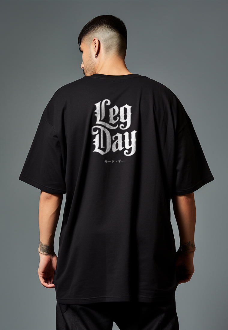 MTW69 Kaos Oversize Gym Bahan Tebal Scubalux "leg day" hitam