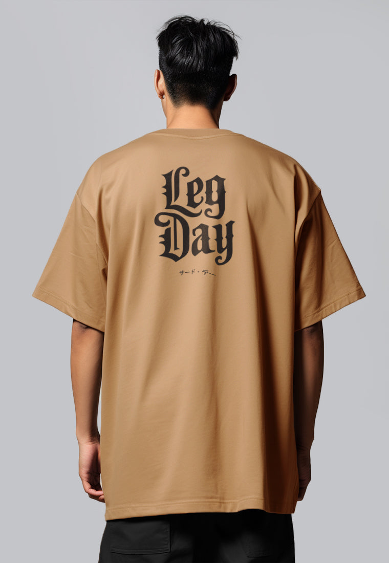 MTW70 Kaos Oversize Gym Bahan Tebal Scubalux "leg day" khaki