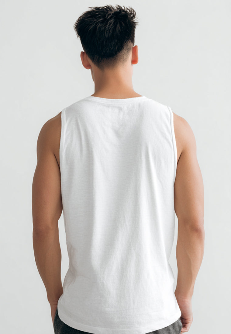 MTW71 Kaos Kutung Tank Top Instacool "pain and fuel" putih