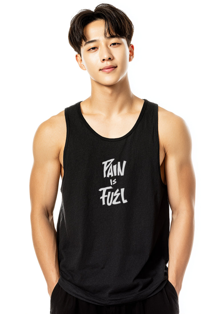 MTW72 Kaos Kutung Tank Top Instacool "pain and fuel" hitam