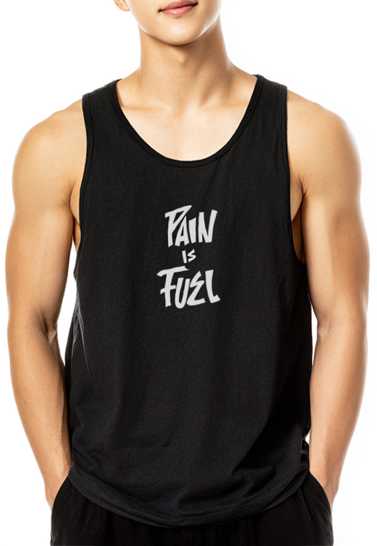 MTW72 Kaos Kutung Tank Top Instacool "pain and fuel" hitam