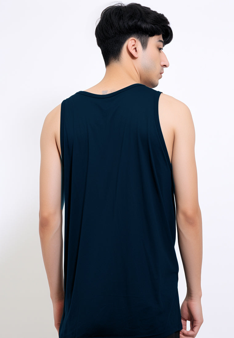 MTW73 Kaos Kutung Tank Top Instacool "pain and fuel" navy
