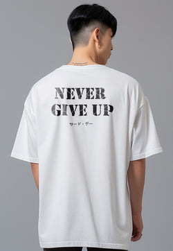 MTW80 Kaos Oversize Gym ScubaLux Bahan Tebal "never give up" putih