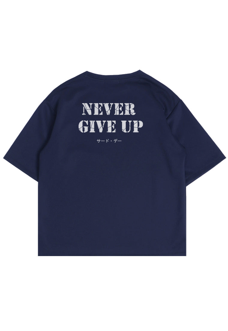 MTW81 Kaos Oversize Gym ScubaLux Bahan Tebal "never give up" navy