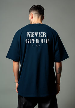 MTW81 Kaos Oversize Gym ScubaLux Bahan Tebal "never give up" navy