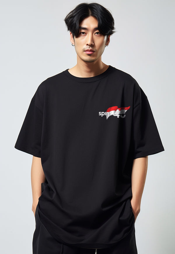 MTW89 Kaos Oversize Merah 17 Agustus Garuda "spirit 45"  hitam
