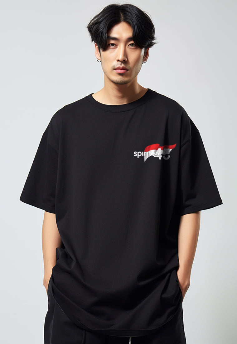 MTW89 Kaos Oversize Merah 17 Agustus Garuda "spirit 45"  hitam