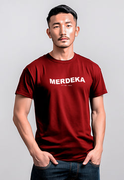 MTW95 Kaos 17 Agustus HUT RI "merdeka" merah maroon instacool