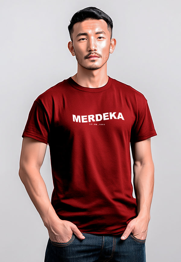 MTW95 Kaos 17 Agustus HUT RI "merdeka" merah maroon instacool