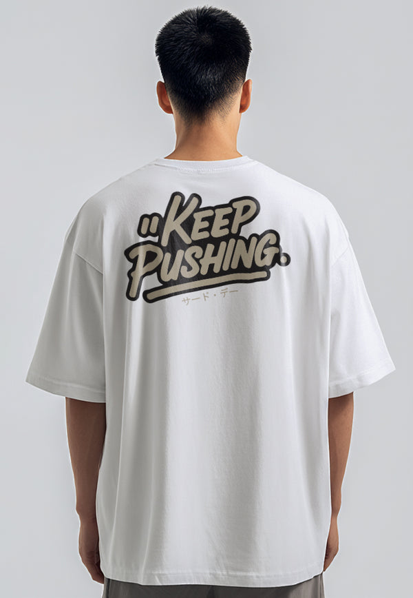 MTW98 Kaos Oversize Gym ScubaLux "keep pushing" putih