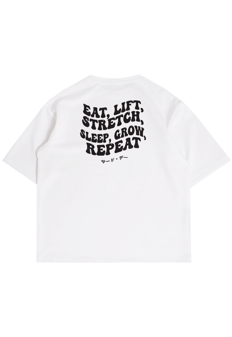 MTX08 Kaos Oversize Gym Scubalux "eat lift stretch" putih