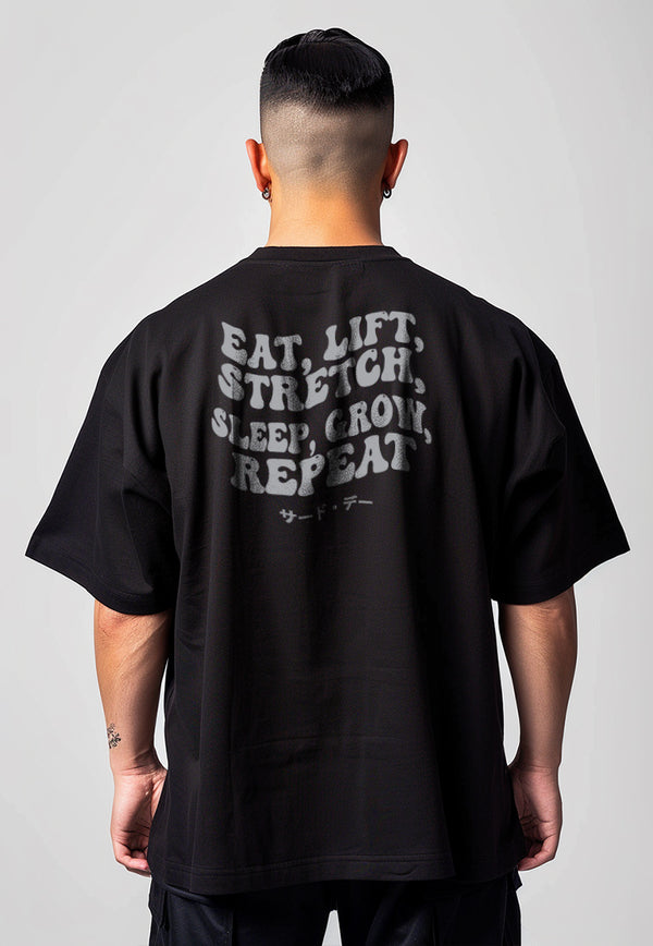 MTX09 Kaos Oversize Gym Scubalux "eat lift stretch" hitam