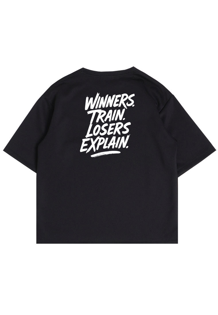MTX22 Kaos Oversize Gym Scubalux "winners train losers explain" hitam