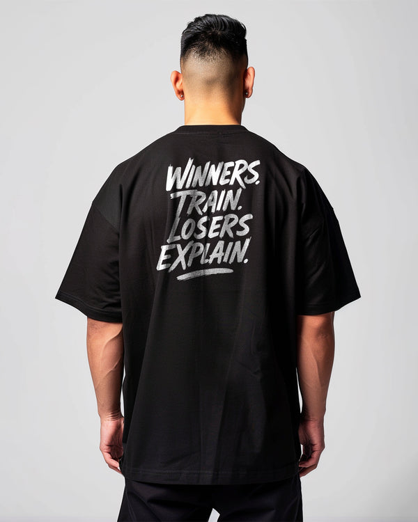 MTX22 Kaos Oversize Gym Scubalux "winners train losers explain" hitam