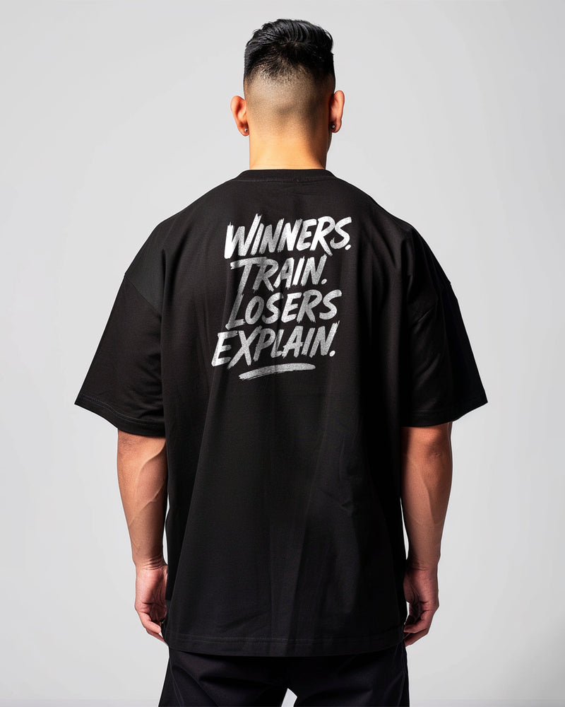 MTX22 Kaos Oversize Gym Scubalux "winners train losers explain" hitam