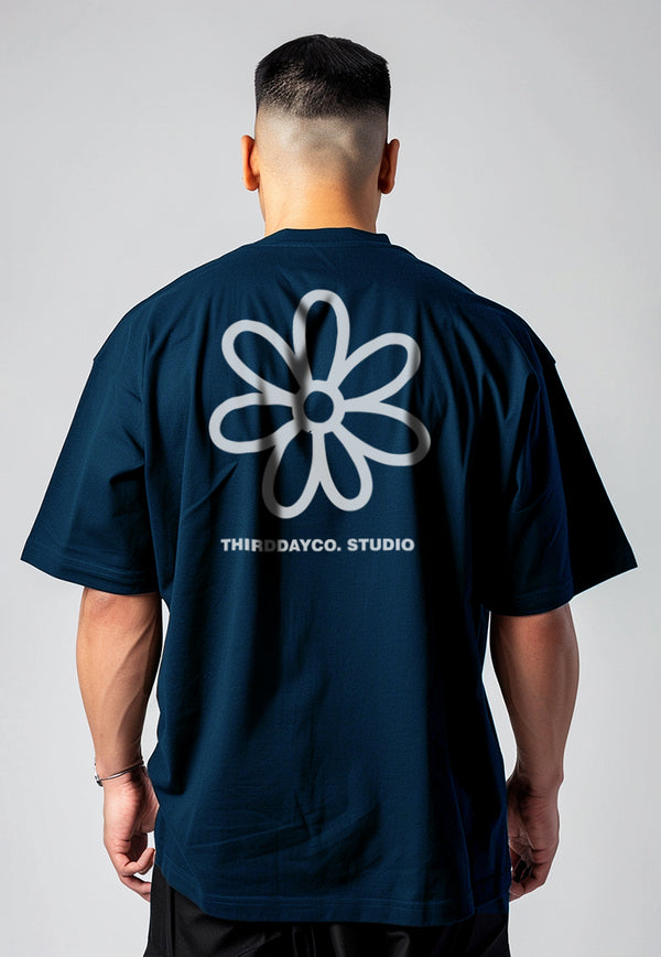 MTX34 Kaos Oversize Bahan Spandex Scubalux "simplest daisy" navy