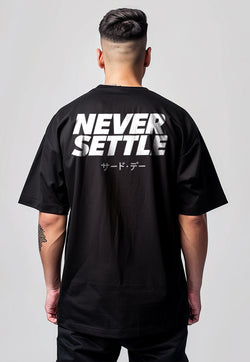 MTX41 Kaos Oversize Gym Bahan Tebal ScubaLux "never settle" hitam