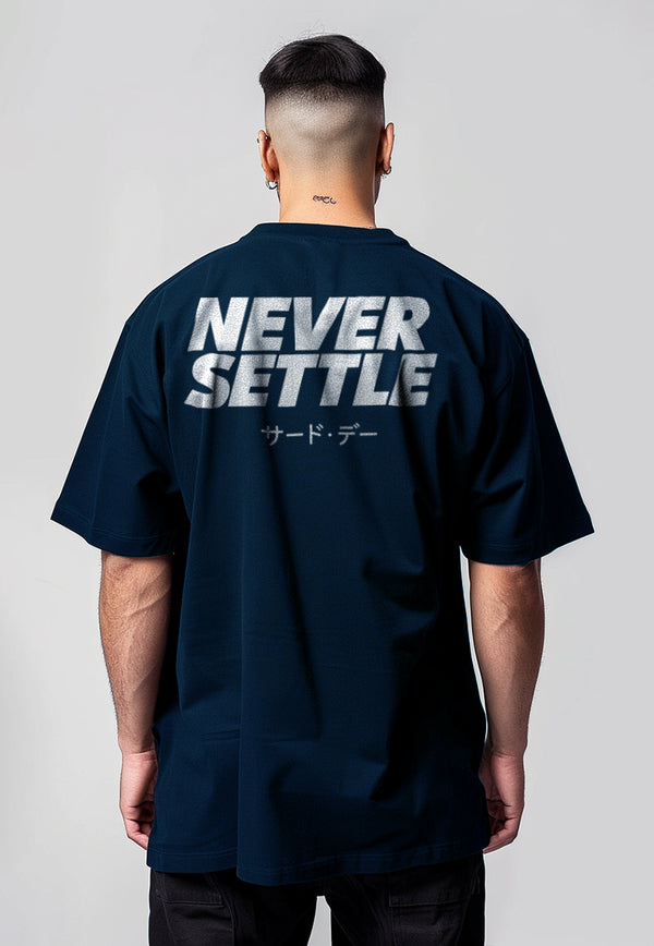 MTX42 Kaos Oversize Gym Bahan Tebal ScubaLux "never settle" navy