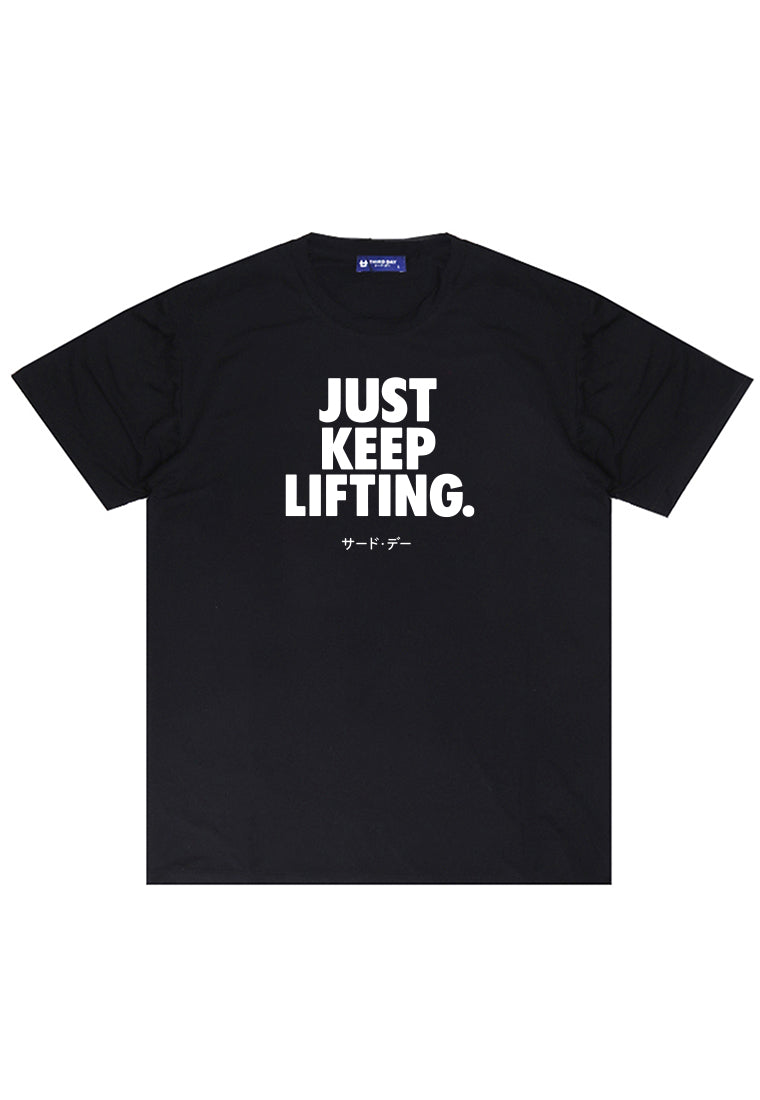 MTX47 Kaos Tema Gym Pria Instacool "just keep lifting" hitam
