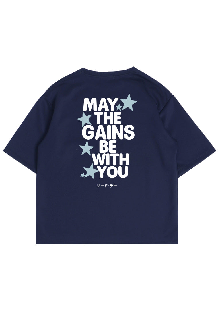 MTX49 Kaos Oversize Gym bahan tebal scubalux "may the gains" navy