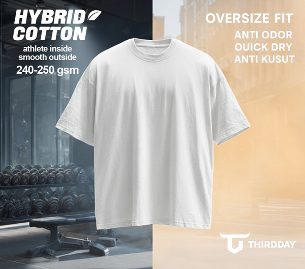 MTX56 Kaos Oversize Gym Tebal 250 gsm Hybrid Cotton Polos Putih Third Day