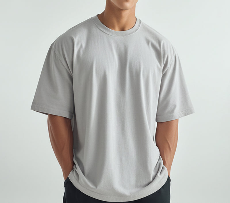 MTX57 Kaos Oversize Gym Tebal 250gsm Hybrid Cotton Polos Abu Muda Third Day