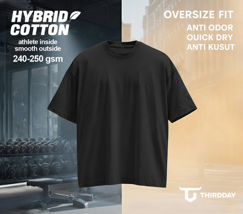 MTX58 Kaos Oversize Gym Tebal 250gsm Hybrid Cotton Polos Hitam Third Day