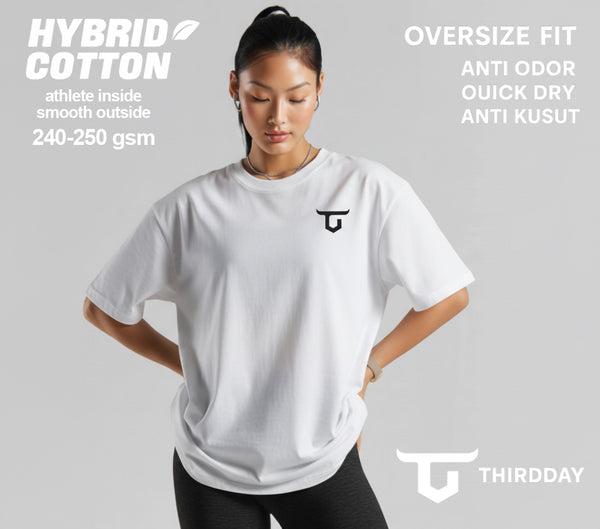 MTX59 Kaos Oversize Gym Wanita "hybrid cotton" putih