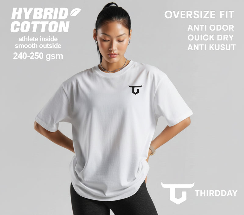 MTX59 Kaos Oversize Gym Wanita "hybrid cotton" putih